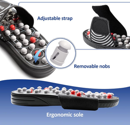 BYRIVER Acupressure Foot Massage Mat, Reflexology Tools, Spiky Ball Roller Therapy Sandals Shoes Slippers, Relief Muscle Fatigue, Sciatica, Heel, Lower Back Pain (03L)