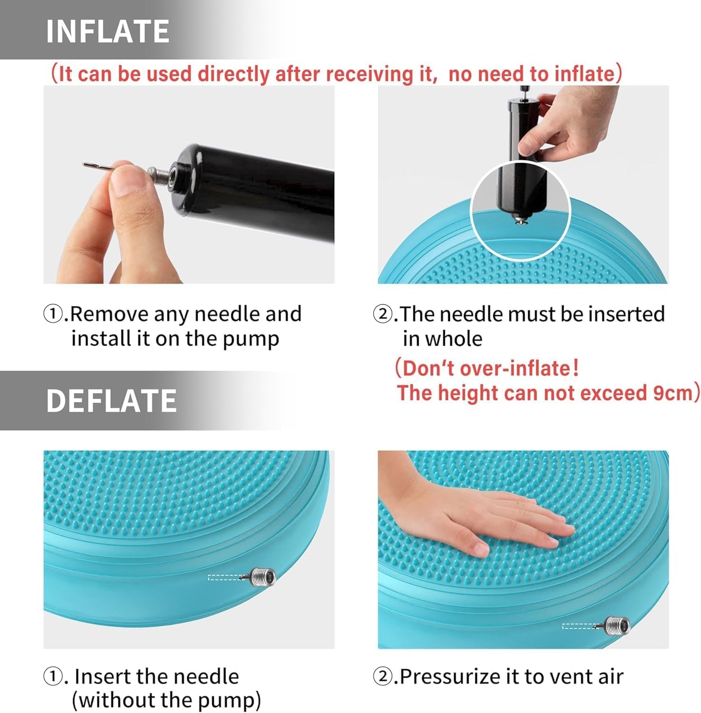 Inflated Wobble Cushion,Dyna Disc,Circular Non-slip Texture for Comfortable Sitting,Wiggle Seat to Improve Posture, Fitness, Stability for Sensory Kids Adults,Balance Seat with Pump for Core Strength