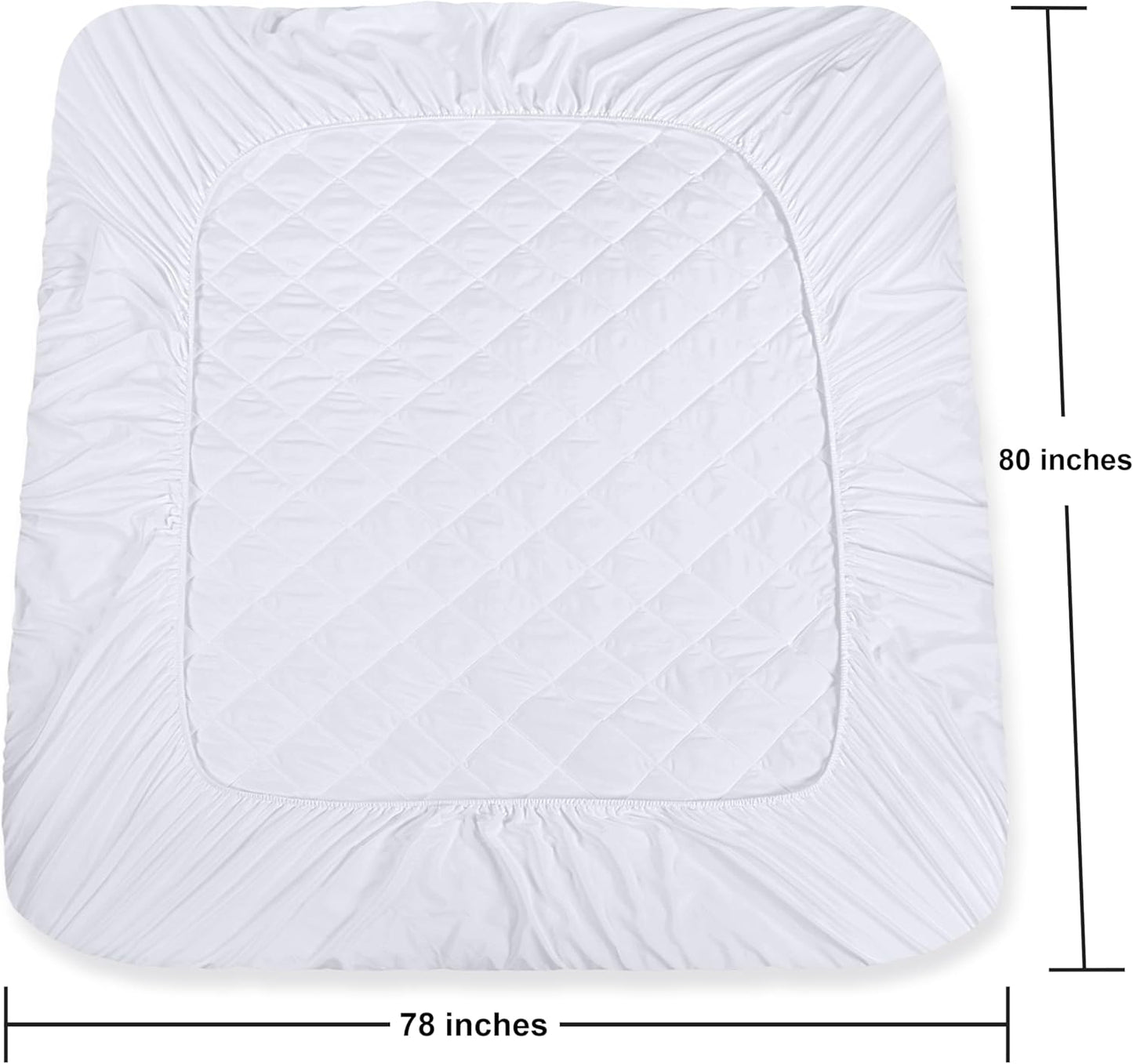 Quilted Fitted Mattress Pad, Queen Mattress Protector Topper with Deep Pocket Stretches up to 16 Inches, Machine Washable Mattress Cover by Utopia Bedding (White)