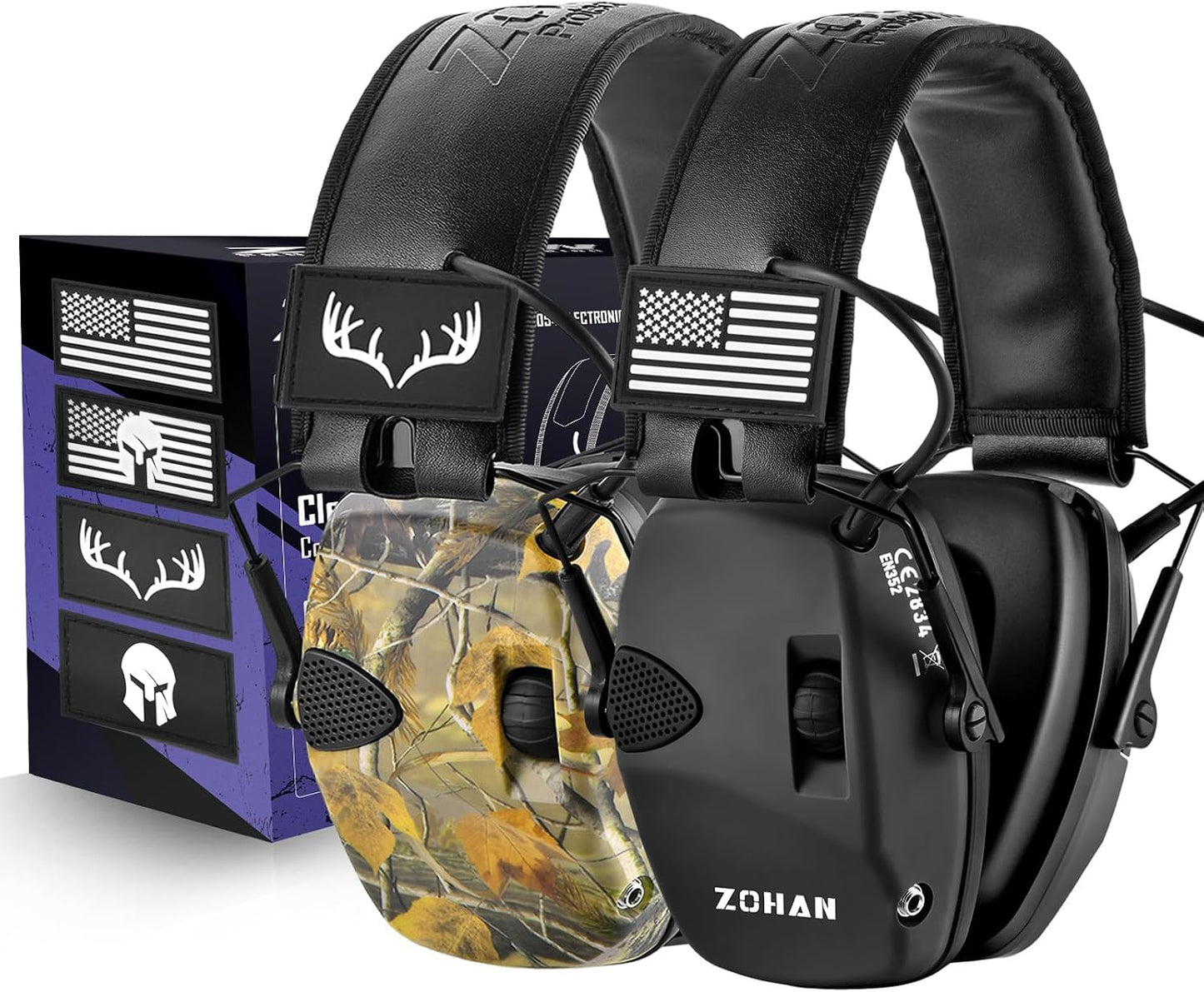 ZOHAN Electronic Shooting Earmuffs Built in Ambient Sound Amplifier, Hearing Protection for Shooters, NRR 23dB Noise Reduction, Ideal Gun Range Ear Protection Headphones for Hunting-Black&Purple