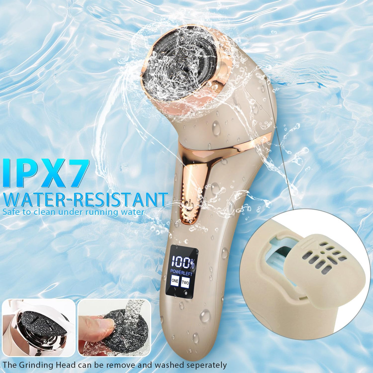 Electric Callus Remover for Feet with Vacuum, Professional Pedicure Tools Kit, Rechargeable Waterproof Foot File for Foot Care Deadskin Remover with 3Heads&2Speed,LCD Display
