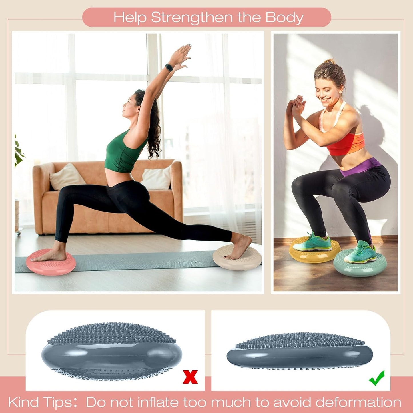 Amylove 6 Pcs Wiggle Seat Inflated Wobble Cushion for Sensory Kid 13 Inch Balance Disc Kids Flexible Seating Exercise Sensory Pad Chair Cushion for Classroom Office School (Bright)
