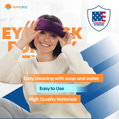 SunnyBay Microwavable Heated Eye Mask for Dry Eyes, Moist Cold and Warm Compress for Eyes with Elastic Strap and Unscented Hydra Bead Filling, Washable Soft Plush Material, 7.9 x 4.3 Inches