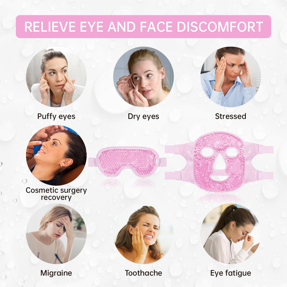 ZNÖCUETÖD Cold Face Ice Mask Facial Ice Pack, Hot Cold Compress for Face