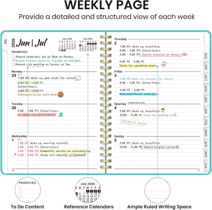 Planner 2026-2027 for Women & Men, Academic Monthly and Weekly Calendar Planner, Jul 2026 - Jun 2027, A5 (6.3" x 8.5"), Teacher Student Planning Book with Tabs, Ideal for Office School Supplies - Pink