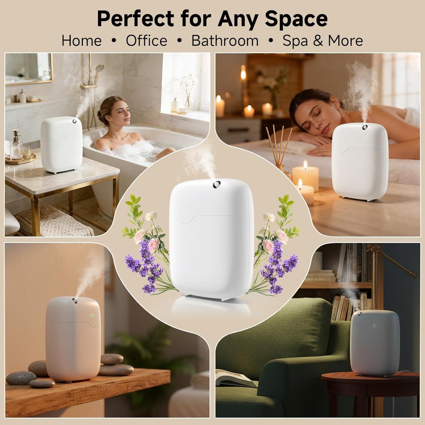 Waterless Essential Oil Diffuser - 3000 Sq.Ft Coverage, Whole-House Scent Diffuser Machine for Aromatherapy, 400ml Capacity, App Control Cold Air Oil Diffusers for Home Hotel Large Room Office Gifts
