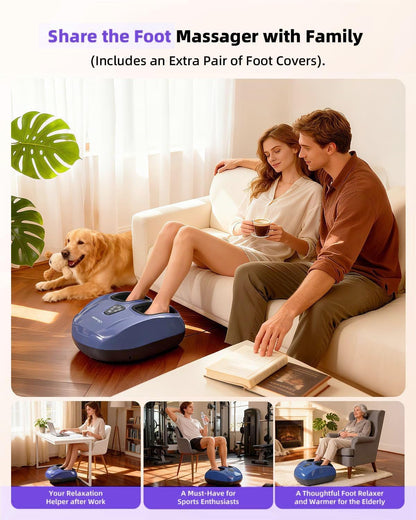 Foot Massager with Heat,Shiatsu Deep Kneading Massager for Plantar Fasciitis, Foot Massage Machine with Multi Massage Modes & Remote Control for Pain Relief (Purple)