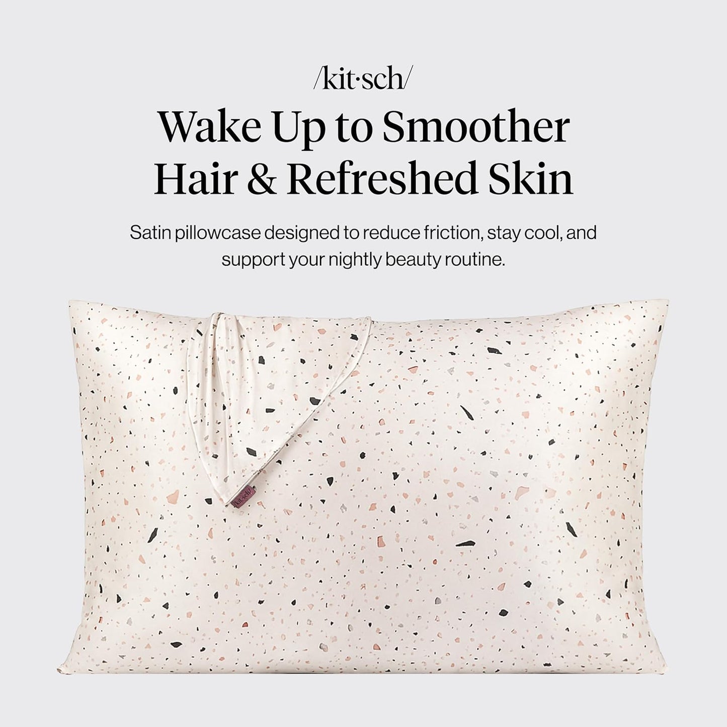 Kitsch Satin Pillowcase with Zipper for Hair & Skin - Softer Than Silk Pillow Cases, Smooth Cooling Satin Pillow Case, Wrinkle-Free, Machine Washable - Pillow Cases Standard Size (19x26) - Blush