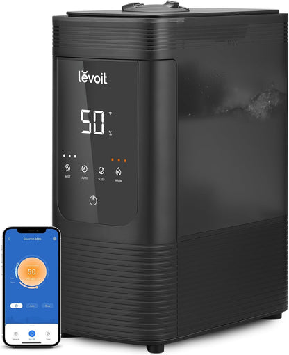 LEVOIT OasisMist 1000S (10L) Smart Humidifier for Home Large Room Bedroom, Last 100 Hours Suitable for Indoor Plant, Cover up to 600ft², Easy Top Fill, Remoter & Voice Control, Auto Mode, Quiet, White