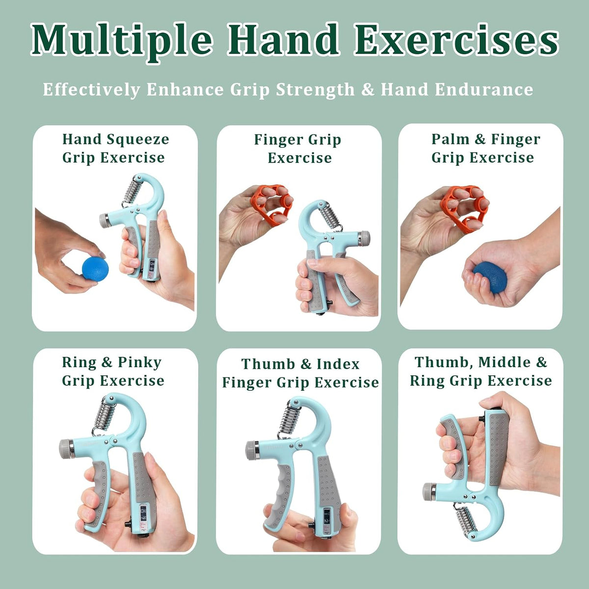 CYFIE Grip Strength Trainer Kit Adjustable 10-132Lbs Hand Exerciser Counter
