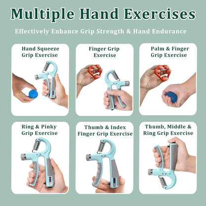 CYFIE Grip Strength Trainer Kit Adjustable 10-132Lbs Hand Exerciser Counter