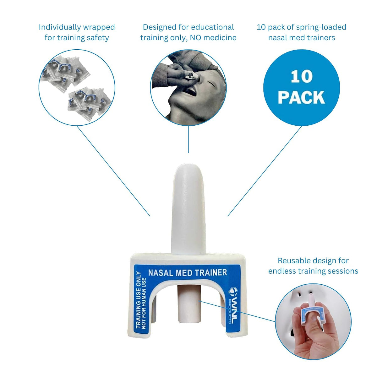 WNL Products Nasal Med Trainer First Aid Training Device, 5-Pack
