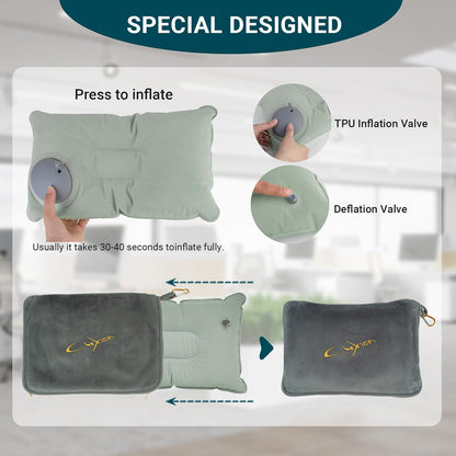Compact Travel Blanket for Airplane, Premium Soft 2-in-1 Blanket with Pillowcase and Carry Bag, Lightweight Travel Essentials with Luggage Sleeve and Backpack Clip, Mint Green