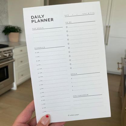 Daily Planner Notepad 5.5" x 8.5" To Do List with Hourly Schedule, Time Block Planning Pad, Desktop To Do List, 50 Sheets by Todaisy Paper