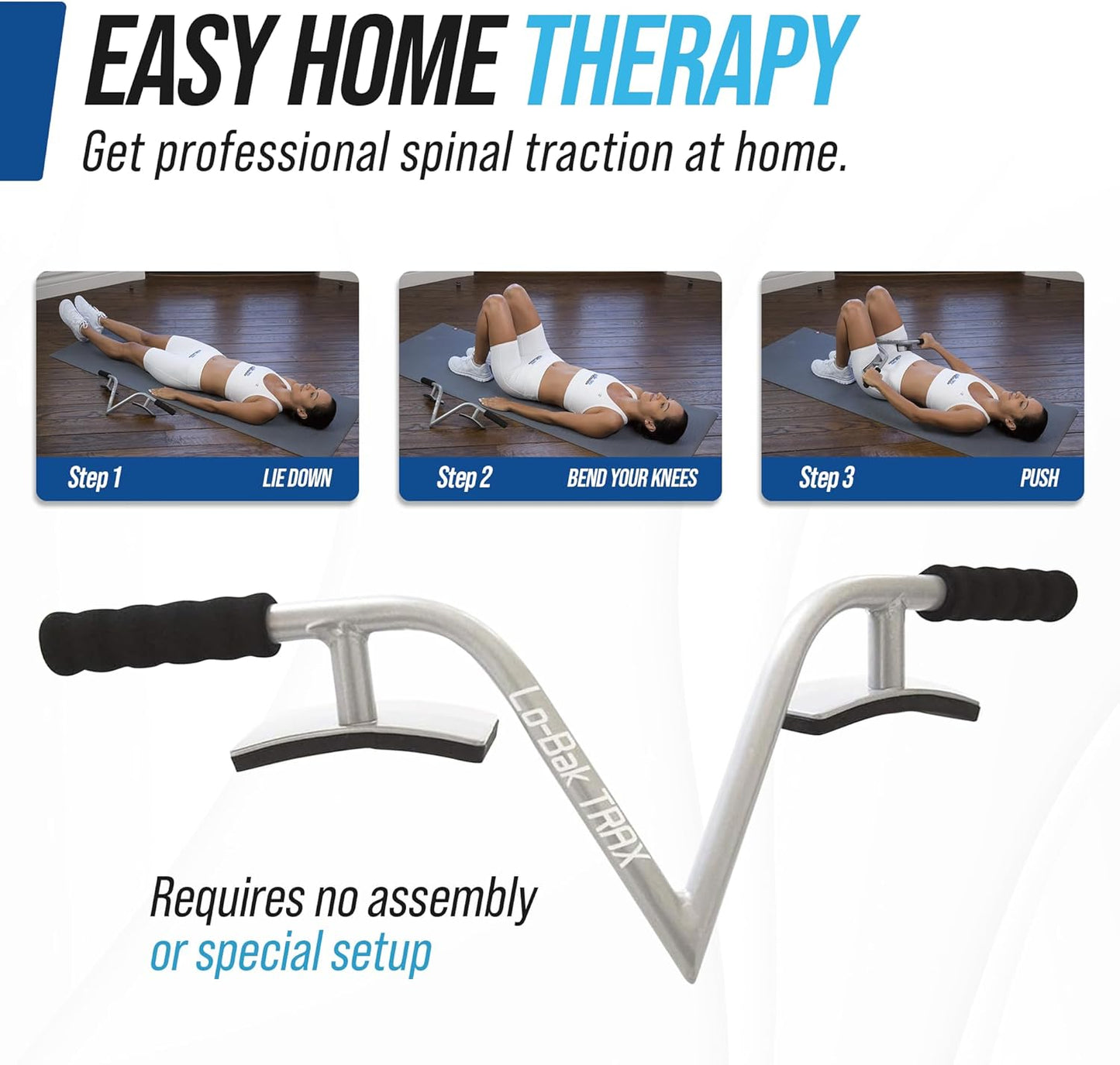EZ-Bak Lo-Bak TRAX Lumbar Spine Stretcher - Upper & Lower Back Stretcher Pain Relief – Portable Spine Decompressor & Back Cracking Device for Herniated Discs, Sciatica, Scoliosis - Blue