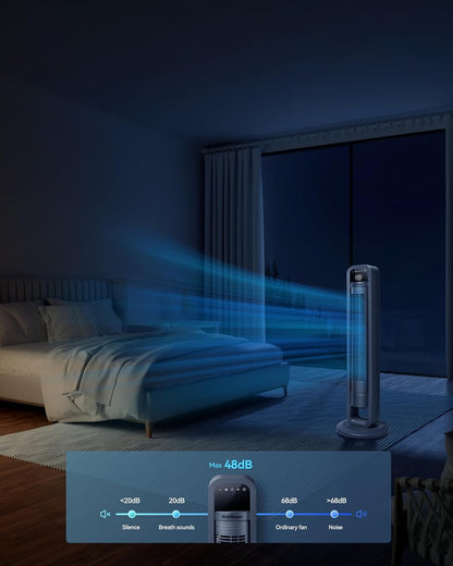 OmniBreeze Digital Electric Tower Fan, with Remote Control, LED Display, Standing Bladeless Floor Fans Cooling and Quite Indoor Living Room Bedroom use (36 Inch)…