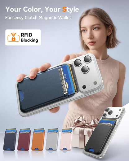 for MagSafe Wallet, Works with Apple Find My,4 Card Holder, Magnetic Phone Wallet for iPhone 18/17/16/15/14/13/12 Pro Max Air Plus Series, RFID Blocking Vegan Leather,Black