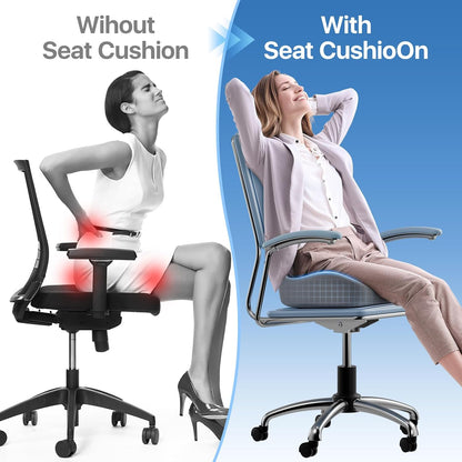 CJACSOC Seat Cushion, Extra Large Memory Foam Cushion for Office Chair Cushions, Ergonomic Cushions Pad Pillow for Pressure Relief Sciatica & Pain Relief for Long Sitting