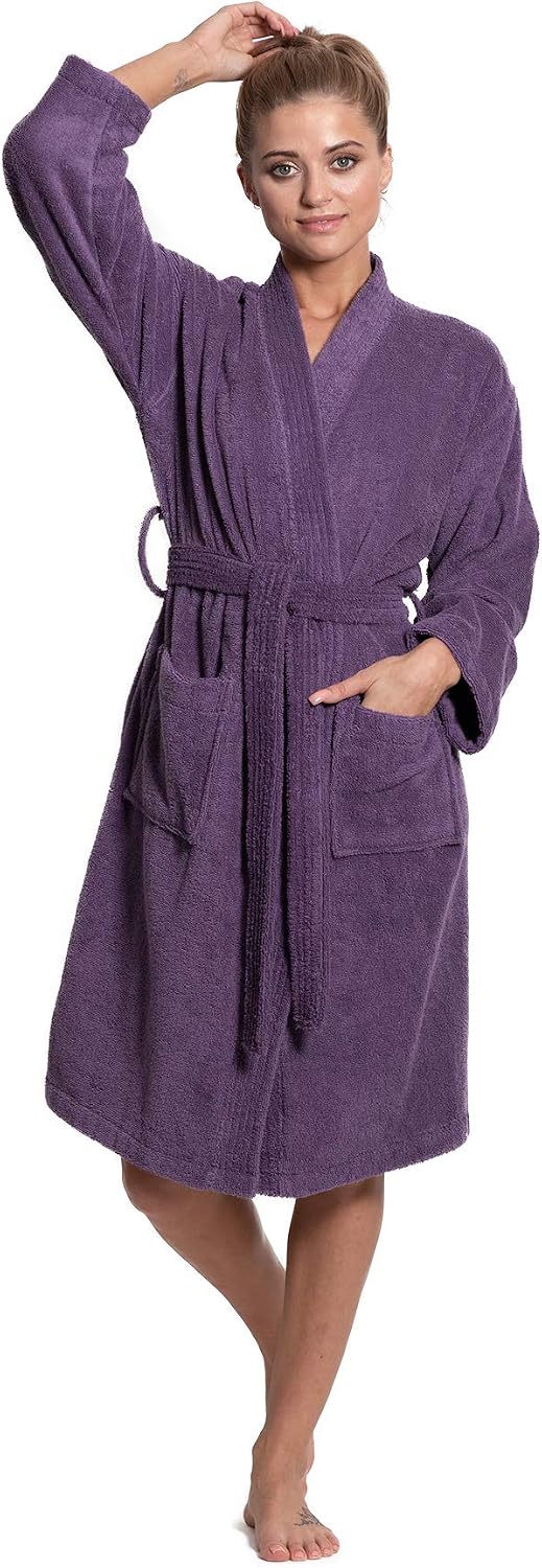 Turkuoise Soft & Absorbent Towel Robe, 100% Cotton Turkish Terry Cloth Kimono Bathrobes for Women