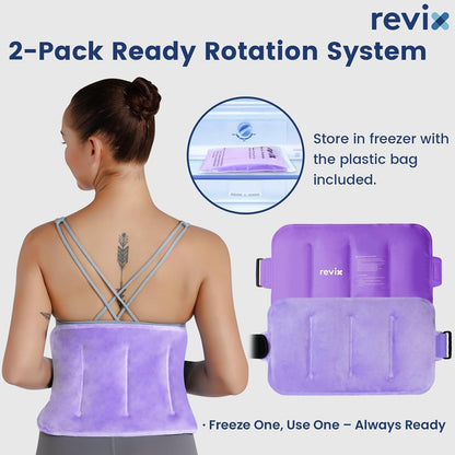 REVIX Ice Pack for Injuries Reusable Gel for Lower Back, Cold Packs for Back Shoulder, Elbow, Hip, Leg, Wrap Around Entire Knee, Soft Cold Compress,16 × 9" Navy