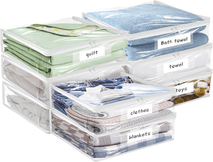 Plastic Storage Bags with Easy-Glide Zipper, Durable Clear Vinyl Zippered Storage Bags for Clothes Sweaters Comforters Blankets Sheets Bedding (15.7 x 13.8 x 3.9 Inch, Transparent White)