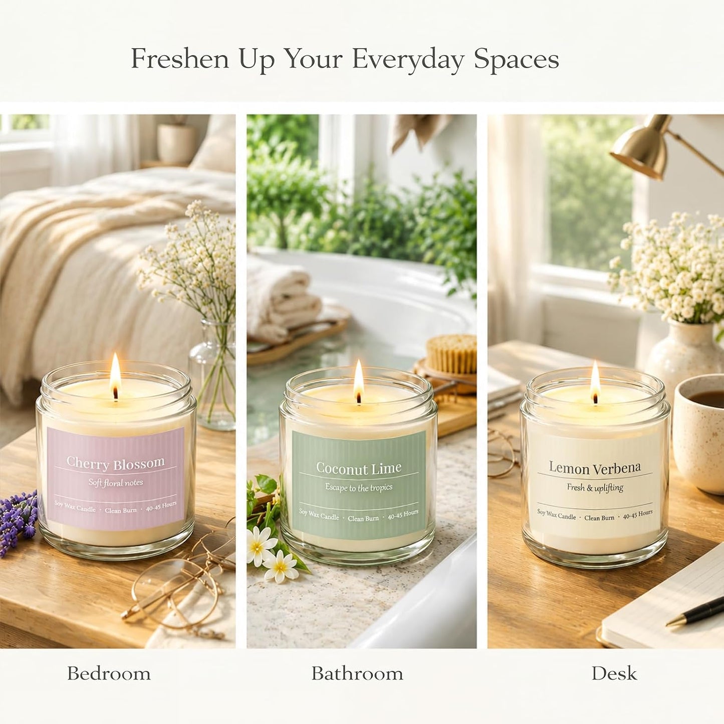 Scented Candles Gift Set, Long Lasting 6 Pack Aromatherapy Candles for Home, 42 oz 300 Hour Burn, Lavender Jasmine Vanilla Sage Sandalwood Rose Eucalyptus Mint, Gifts for Women