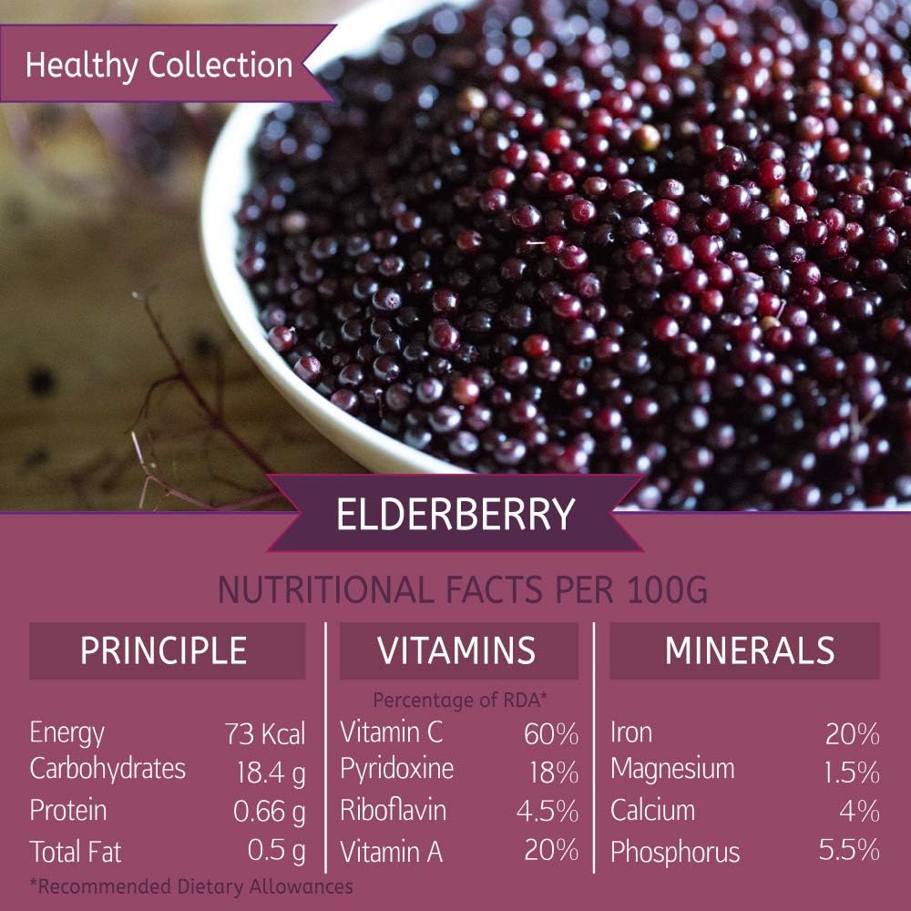 USDA Organic Dried Elderberries - Whole European Elderberry, Responsibly Wild Crafted, Perfect for Tea, Syrups, and More - Sambucas Nigra - 1 Pound (Certified Organic)