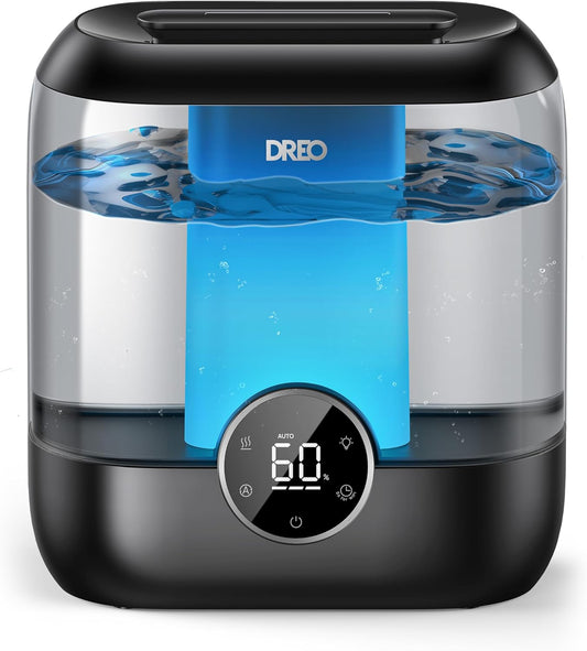 DREO 6L Humidifiers for Bedroom, 60H Runtime, 28 dB Quiet, HM524 | Precise Humidity Control, Easy to Refill & Clean, Nightlight, Cool Mist Humidifiers for Large Rooms, Baby Nurseries & Plants