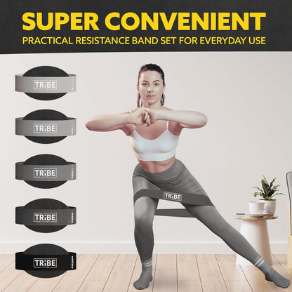 Fabric Resistance Bands for Working Out, 5-Band Set for Legs and Glutes