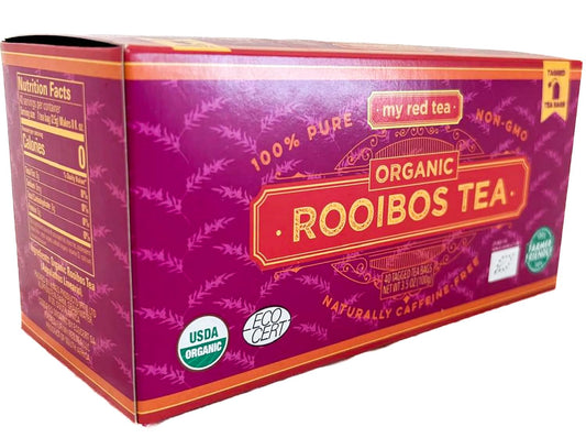 My Red Tea Organic Rooibos Tea Bags - 40 Count - South African Red Bush Tea - USDA Organic, Caffeine Free, Single Origin & Sustainably Farmed - 100g
