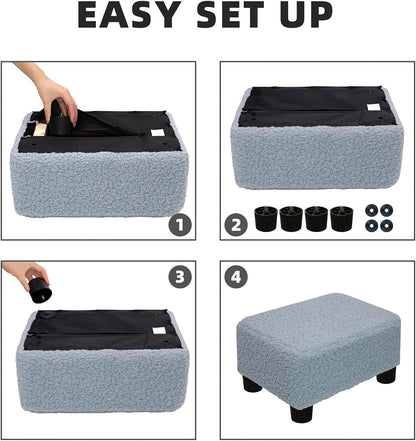 CAROLMADE Small Foot Stool Ottoman Footstool with Legs Under Desk Footrest for Living Room Bedroom and Office,Linen-Grey