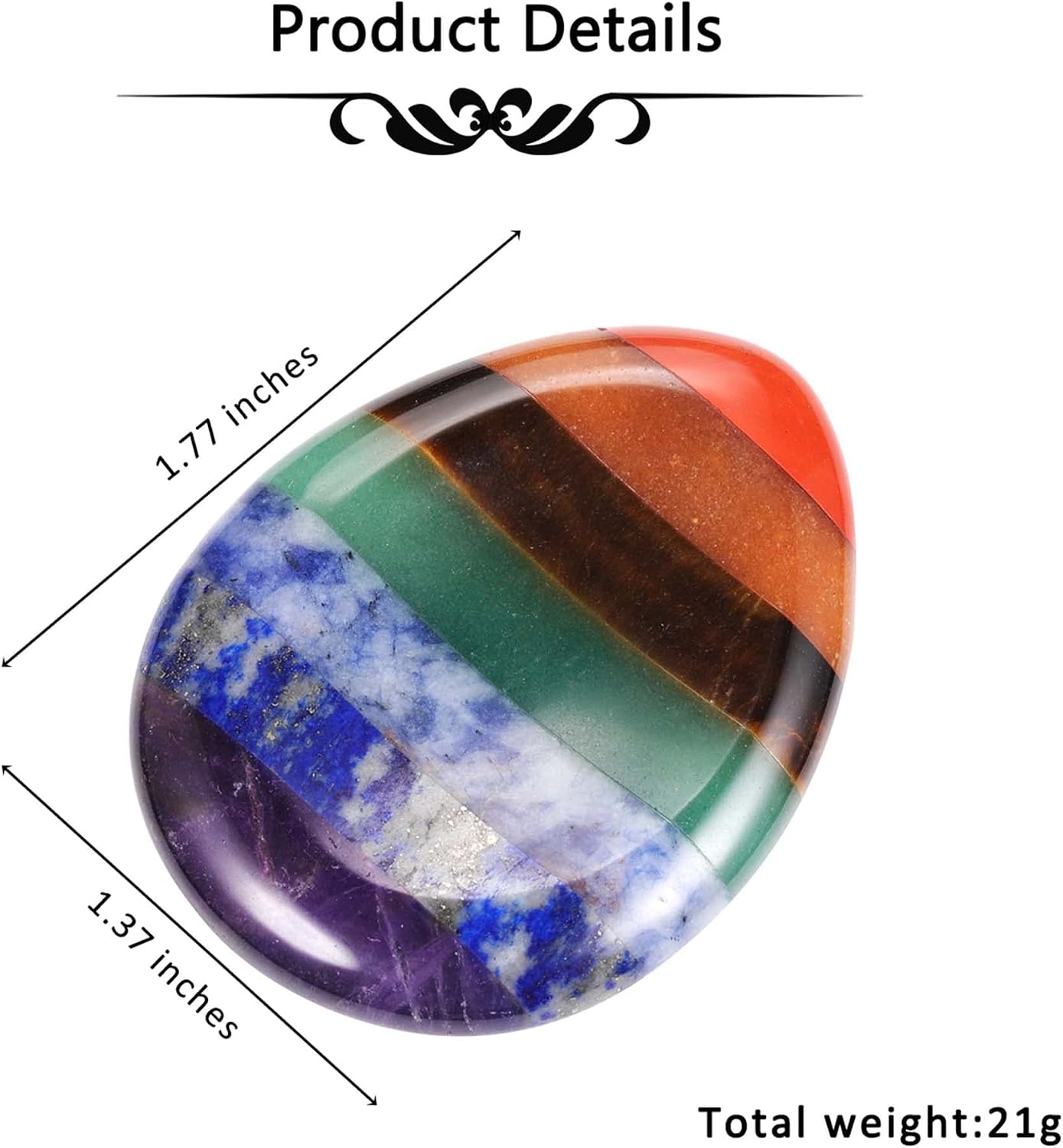 CrystalTears Tiger's Eye Thumb Worry Stone Healing Crystal Pocket Palm Stone Worry Stones for Anxiety Stress Relief