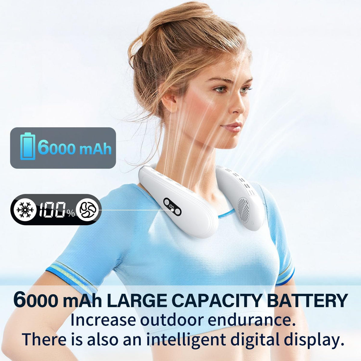 Neck Fan Back-Windy 6000mAh with Cooling Plate Bladeless Portable
