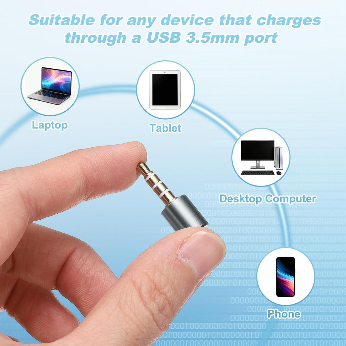 2 Pcs Microphone Blocker, USB 3.5mm Audio Blocker, Silver