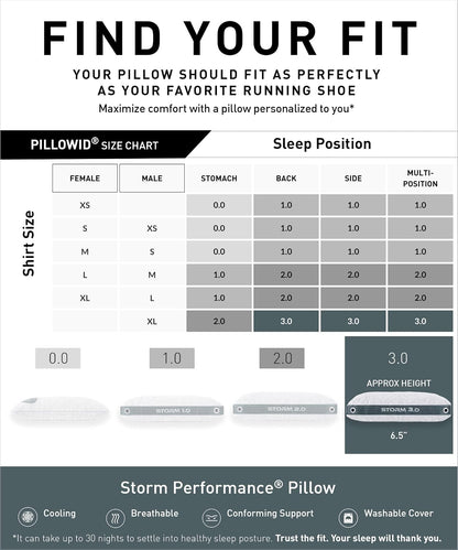 Bedgear Storm Performance Pillow, 1.0 Cooling Pillow for Side Sleepers, Medium Firm Support, Ver-Tex Cooling Cover, Air-X Mesh, Washable