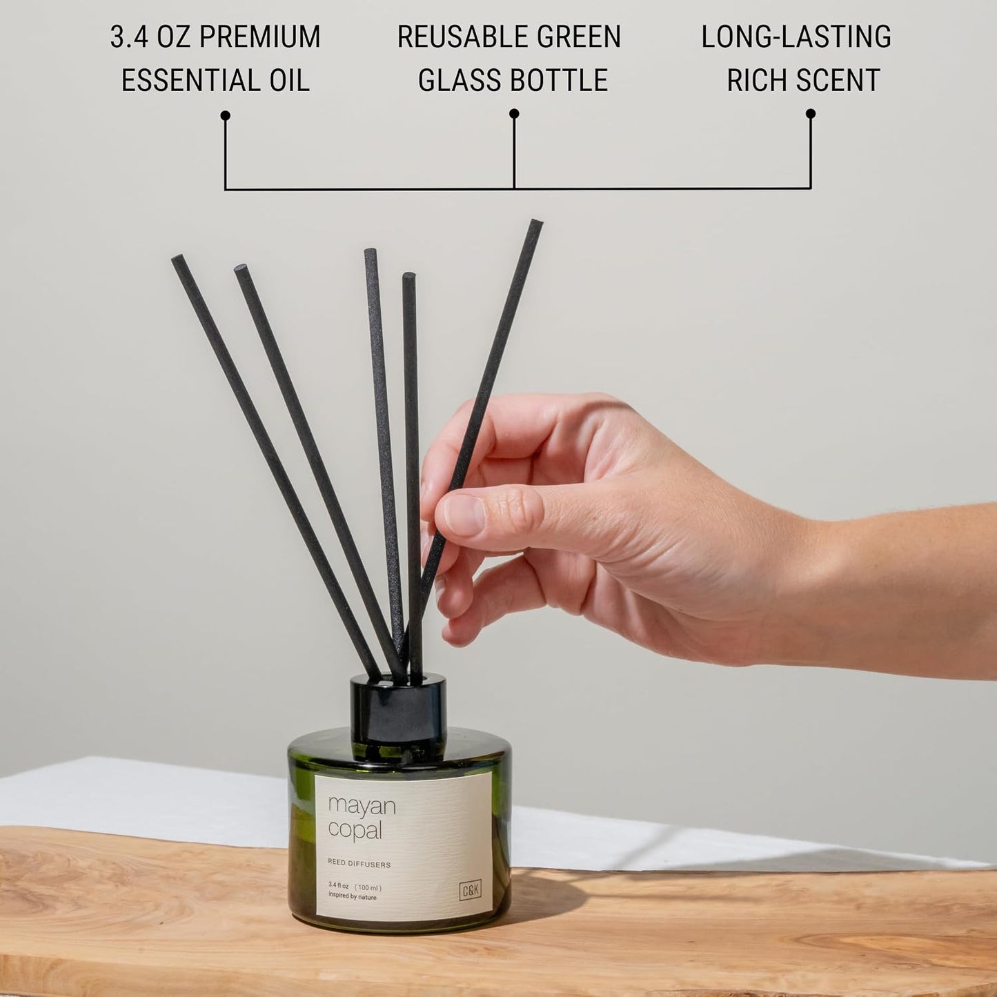 Craft & Kin Premium Santal Woods Reed Diffuser with Dried Flowers – 5 oz Essential Oil Diffuser for Home & Bathroom – Long-Lasting Fragrance Diffuser Sticks – Room Decor Air Freshener