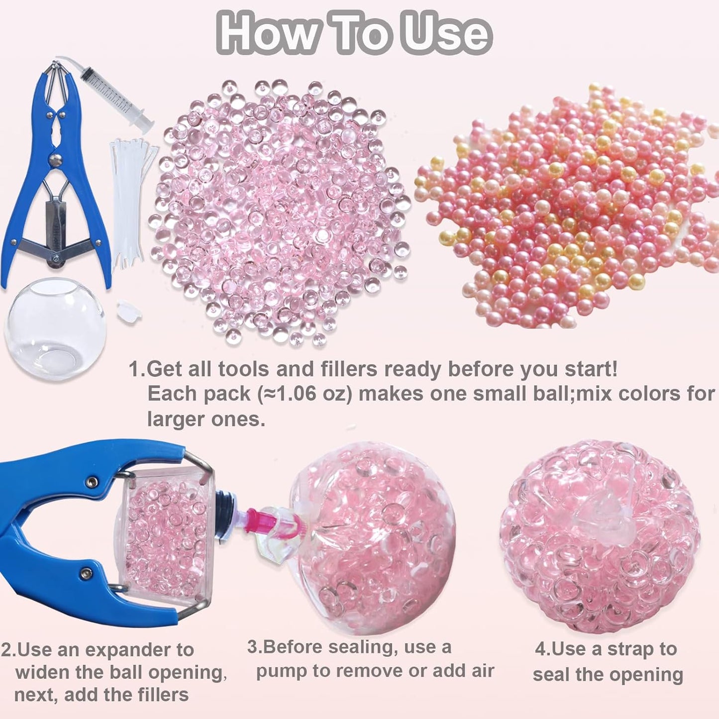 DIY Stress Ball Making Kit with Filler-15PCS Stress Ball Making Kit Stress Balls, Transparent Blank Skins with Air Pump & Expander Tool for Pressure Squishy Balls for Adult (15PC, Style A)