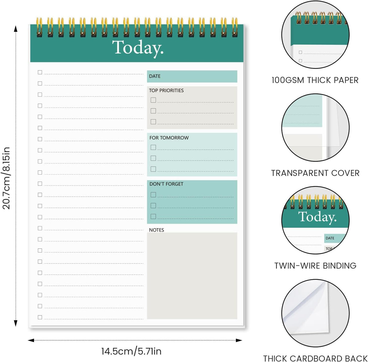 KMQOY To Do List Notepad, Daily Checklist Planner, 6.7" x 9.8", 104 Pages