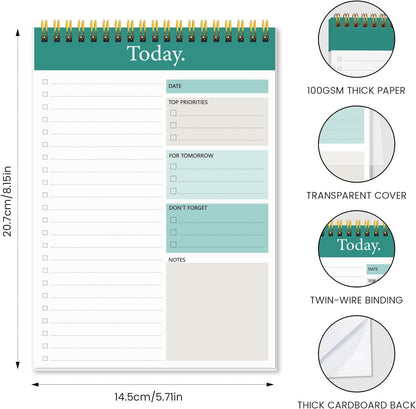 KMQOY To Do List Notepad, Daily Checklist Planner, 6.7" x 9.8", 104 Pages