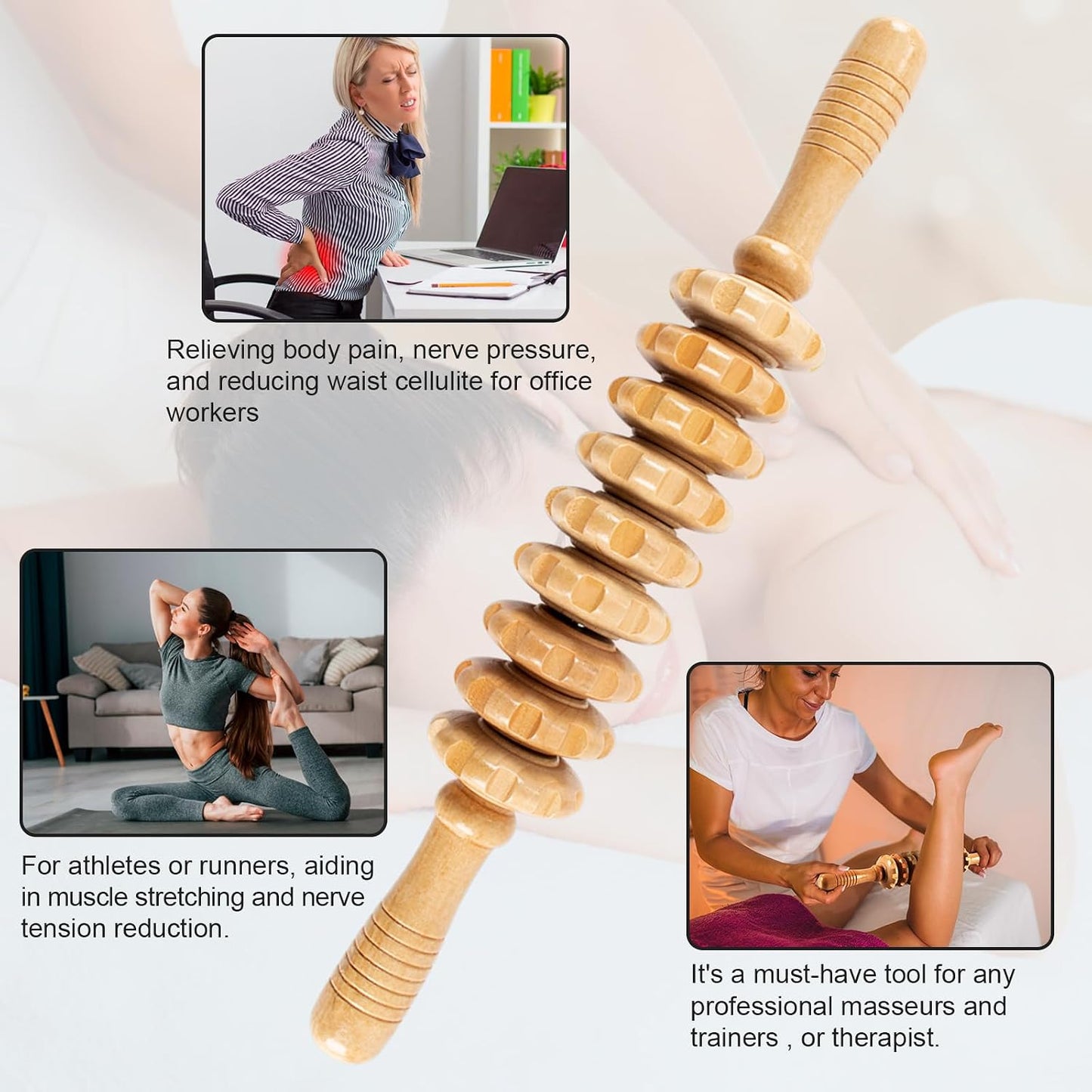 KintKita Wood Therapy Massage Tools,Wooden Massager Stick Roller Lymphatic Drainage Tool,Maderoterapia Kit Self Massage Roller Tool for Cellulite Reduction,Muscle Tension and Body Shaping,Contouring