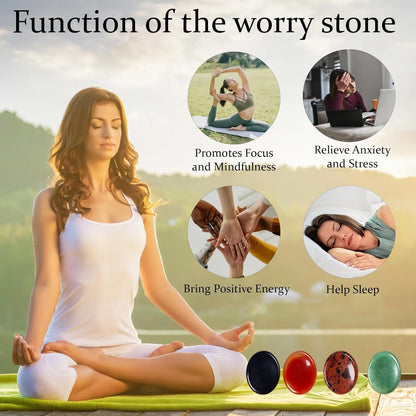 Rose Quartz Crystal Worry Stone for Anxiety Stress Relief, 1.8 Inch Thumb Fidget Stone for Meditation Reiki Healing, Mother's Day Gifts for Women, Hand Carved Pocket Palm Stone