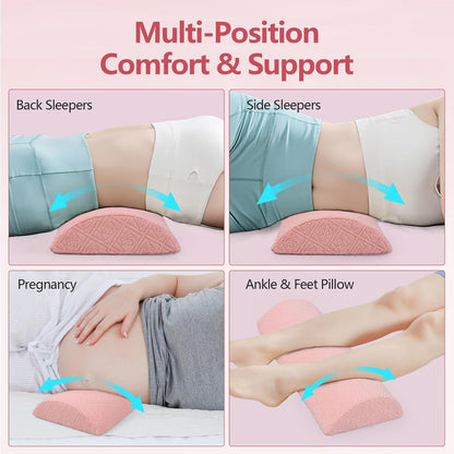 Cozyhealth - 3.15"H*23.6"L - Soft Lumbar Pillow for Sleeping, Memory Foam Back Lumbar Support Cushion for Lower Back Pain Relief Bed Waist Sleep Support Pillow for Side, Back Sleepers (White, Large)