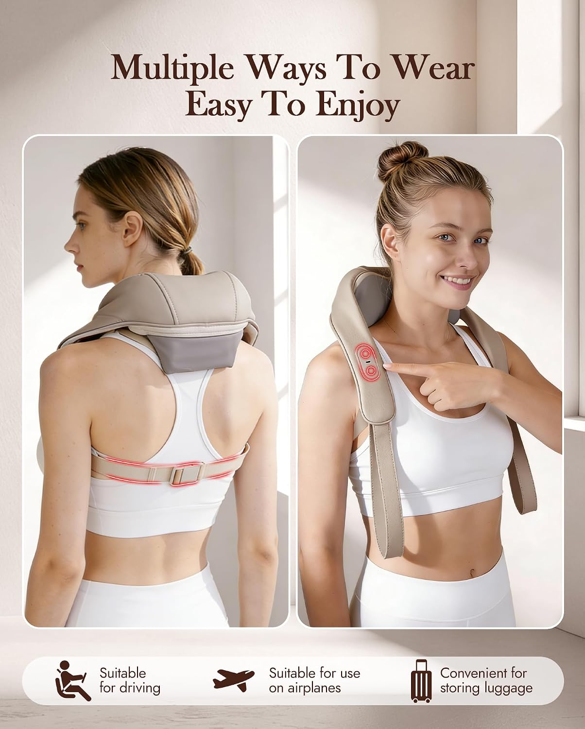 Neck Massager with Heat Cordless: Shiatsu Back Shoulder Massage Tools for Pain Relief Deep Tissue Electric 4D Kneading for Muscle Remedy Lymphatic Drainage Gifts for Men Women Mom Dad (Black)