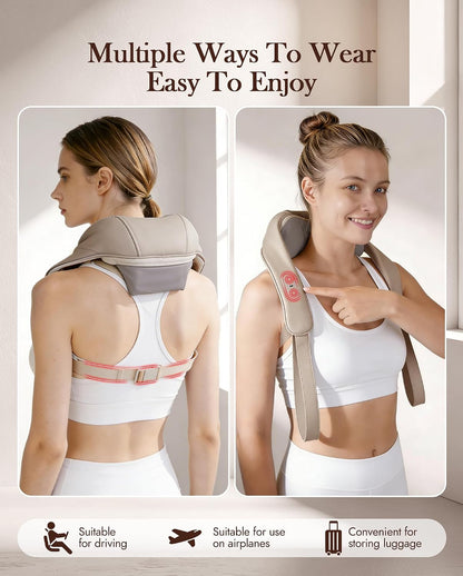Neck Massager with Heat Cordless: Shiatsu Back Shoulder Massage Tools for Pain Relief Deep Tissue Electric 4D Kneading for Muscle Remedy Lymphatic Drainage Gifts for Men Women Mom Dad (Black)