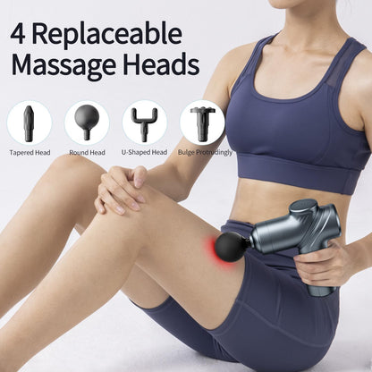 LEERCON Massage Gun Deep Tissue, Silent Motor and Portable Massage Gun with 4 Interchangeable Heads for Deep Muscle Relief and Relaxation, Relax Gift