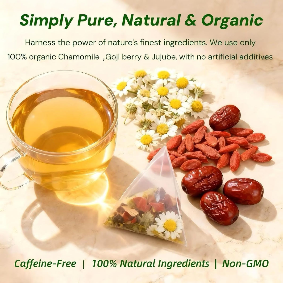 Chamomile Tea with Goji Berry & Jujube Dates - Naturally Sweet & Floral