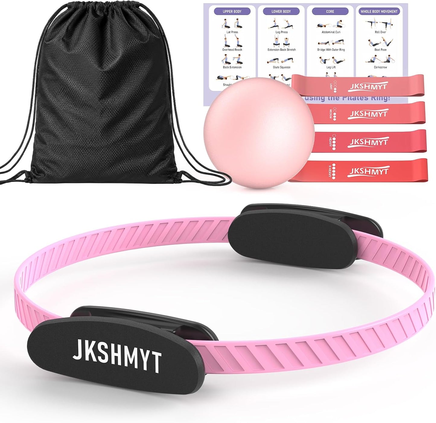 JKSHMYT Pilates Ring Fitness Circle for Women, Pilates Equipment – 14.5" Home Magic Exercise Workout, Better me Pilates Essentials Starter Set for Beginners Toning Inner Thighs, Arms and Core
