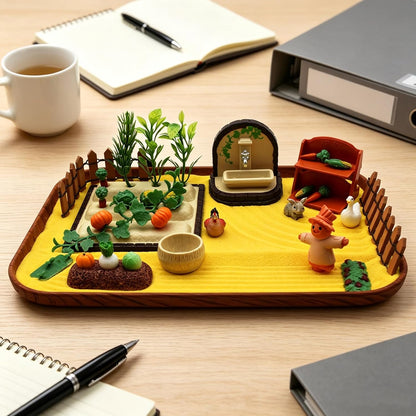 Zen Garden Kit for Desk,Mini Veggie Zen Sand Garden for Sandbox with Vegetable,Sensory Relaxation Sand Tray Tool,Office Stress Relief Toy 48pcs