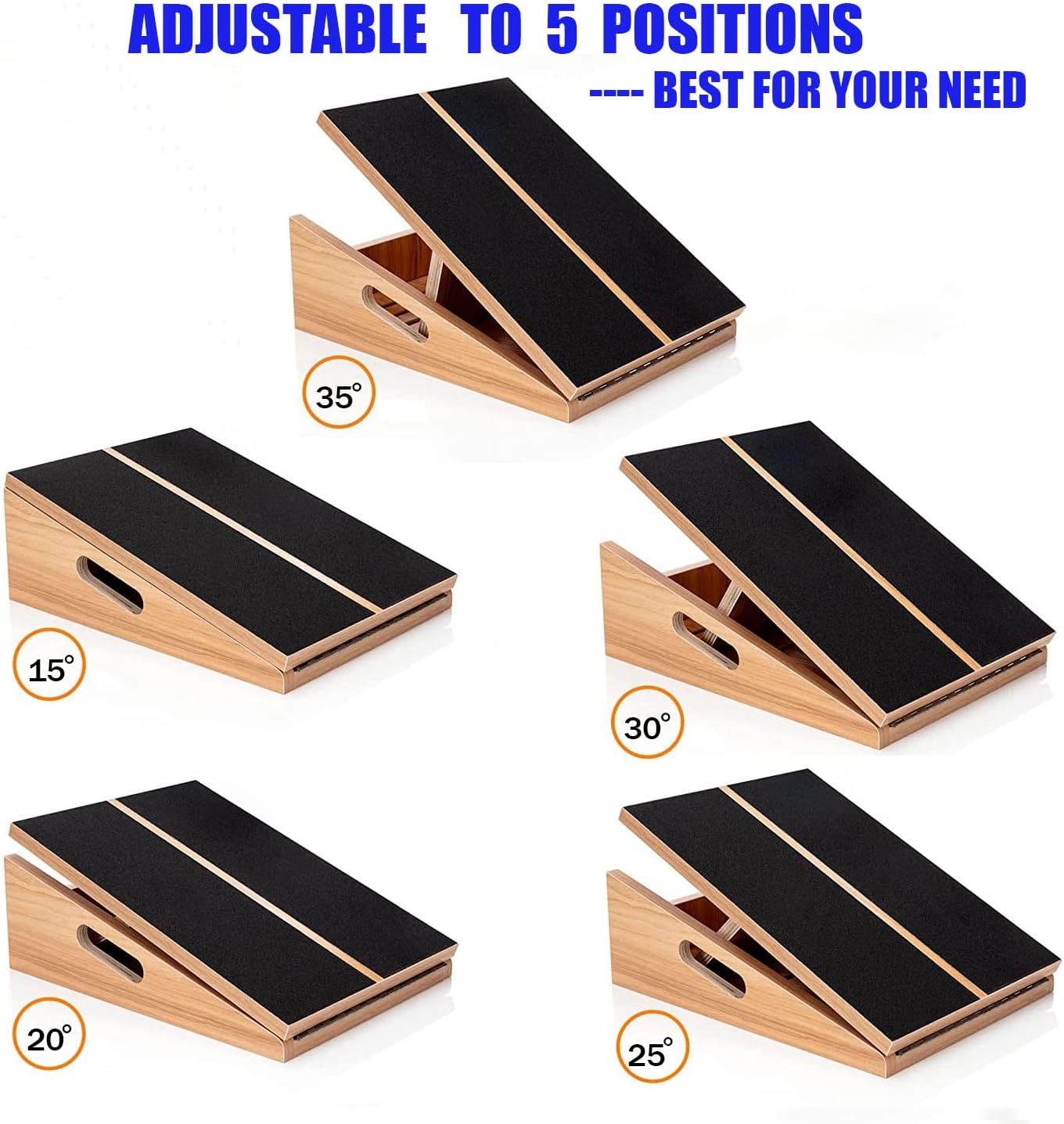 Slant Board for Calf Stretching Wooden Calf Stretcher Incline Board Adjustable Calf Stretch Board for Squats Knees Ankle