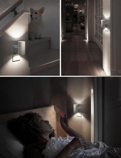 L LOHAS LED Night Light, Amber Nightlight, Dimmable Night Light 100LM, Light Sensor, Yellow Nightlight, Sleep Light for Kids, Soft & Warm Light for Bedroom, Hallway, Bathroom, 2 Pack